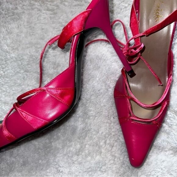 VTG Frederick’s of Hollywood  pink lace heels sz 8.5 - Picture 2 of 9